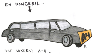 Limosin med A4 som skilt i front.